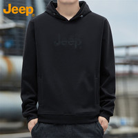 吉普（JEEP）卫衣男春秋季宽松长袖T恤男士潮流重磅连帽衣服男装 黑色 5XL 