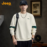 JEEP2025春季款【时尚潮牌男款卫衣】基础百搭上衣圆领套头男士卫衣 杏色 L