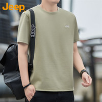 吉普（JEEP）T恤男士短袖春夏季宽松透气凉感潮流圆领上衣服男装 橄榄绿 3XL 