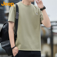 吉普（JEEP）T恤男士短袖春夏季宽松透气凉感潮流圆领上衣服男装 橄榄绿 4XL 