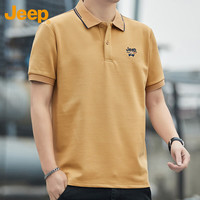吉普（JEEP）T恤男短袖夏季Polo商务休闲衫男士潮流凉感衣服男装 土黄 M 