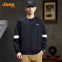 JEEP2025春季款【时尚潮牌男款卫衣】基础百搭上衣圆领套头男士卫衣 黑色 M