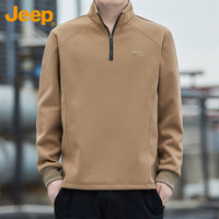 吉普（JEEP）卫衣男春秋季宽松长袖T恤男士男装潮流上衣打底衫 深棕 L 