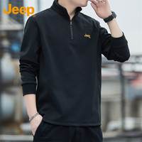 吉普（JEEP）卫衣男春秋季宽松长袖T恤男士男装潮流上衣打底衫 黑色 3XL 