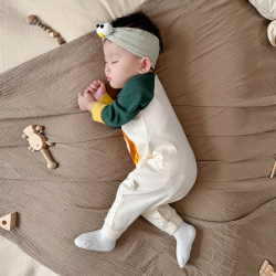 御婴尚 0-36月新生婴儿衣服秋季宝宝纯棉连体衣春秋冬款男童长袖哈衣爬服