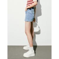 【时尚牛仔短裤】夏配腰带夏日清新学院风百搭通勤直筒牛仔裤女