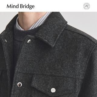 Mind Bridge男士工装翻领夹克冬季羊毛外套2024短款毛呢大衣 175/96A