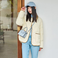 坦博尔轻薄饼干羽绒服女翻领保暖短款韩版外套TD236266