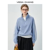 VEGA CHANG卫衣女2025年春季时尚立领插肩袖设计高级时尚上衣