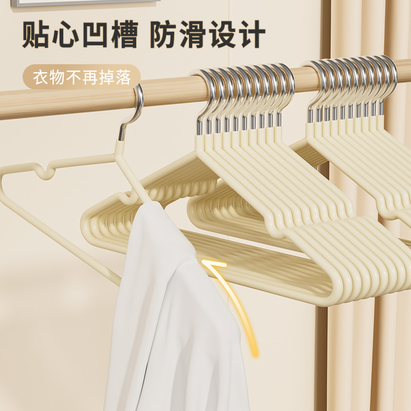不锈钢成年加粗衣架挂衣家用凉衣架宿舍无痕防肩角防滑衣撑子