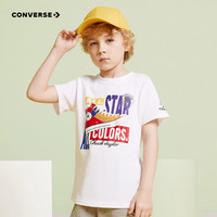 Converse 匡威童装男女童短袖T恤夏季儿童纯棉舒适大小童T恤上衣 纯白色 110 /52 【身高98-104cm】