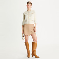 TORY BURCH 汤丽柏琦 撞色圆领长袖开衫 145907 象牙白 120 XXS