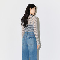 5+【FIVE PLUS 奥莱】T恤女上衣长袖修身设计感潮酷薄打底衫女春装 米白 XS