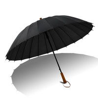 妃格莱儿 FILLE CLAIR 9656 木柄24骨长柄雨伞 男士大号暴雨专用 乳白色