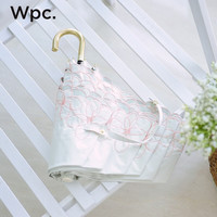 w.p.c日本Wpc.伞女晴雨伞遮光遮热阳伞小巧便携刺绣款防晒伞防紫外线伞 遮光边缘花朵刺绣款801-7459米白