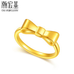 CHJ JEWELLERY 潮宏基 小确幸蝴蝶结足金戒指 11号 SRG30006018