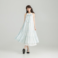 KEIKO 柔美肌理感小碎花挂脖连衣裙25夏季海边度假无袖长裙子