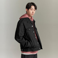 GXG 男装 城市回溯满身提花时尚牛仔夹克外套 23年秋季 黑色 185/XXL