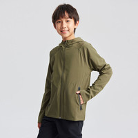 安德玛(Under Armour)童装儿童连帽运动外套男童梭织上衣户外休闲服1383126 军绿 160