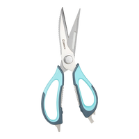 齐心(Comix)厨房剪刀 食品级厨房用剪 多功能辅食剪强力鸡骨剪烤肉不锈钢大号剪刀XS-38蓝