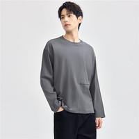 佐丹奴长袖T恤男纯棉卫衣布分割拼接潮牌圆领套头衫01024795