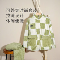 奶糖派珊瑚家居服慵懒保暖春夏睡衣女显瘦居家睡衣送女友 咖色 L