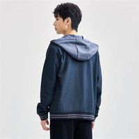 佐丹奴底特律夹克男24秋冬双面布开衫拼色连帽棒球服外套01074854 黑色 标志黑 XL