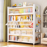 星之韵家用钢制书架置物架多层落地书柜客厅书房阳台手办图书收纳储物柜 二门三层-高80cm-（高级灰） 长90*深35cm（洞洞板客服）