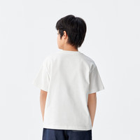 巴拉巴拉儿童童装男童t恤短袖夏装纯棉女童小童大童上衣时尚百搭 米白色10302 170cm
