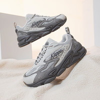 KAPPA卡帕男鞋运动鞋男网面透气春季老爹鞋轻便舒适跑步鞋子男 C15D灰色加绒 41