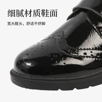 泰兰尼斯男童英伦风黑皮鞋中大童演出鞋 镜面黑 31 内长20.5cm