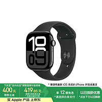 苹果 Apple Watch Series 10 智能手表 GPS款 46mm 亮黑色 黑色橡胶表带 M/L