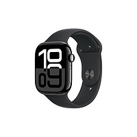 苹果 Apple Watch Series 10 智能手表 GPS款 46mm 亮黑色 黑色橡胶表带 M/L