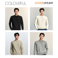 HLA/海澜之家panda wowo熊猫圆领长袖针织衫2025春秋宽松上衣男 含羊毛桑蚕丝-燕麦91 165/84A