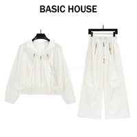 百家好(Basic House)2025早春时尚舒适运动套装女士卫衣外套工装裤子两件套 黑色 S S
