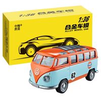 砺能玩具 LINENG 1:36大众巴士t1玩具车合金面包车汽车模型开门回力复古儿童玩具车