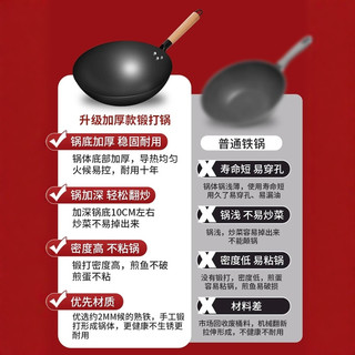 章丘炒菜锅传统铁锅老式炒锅家用不粘锅无涂层燃气灶适用