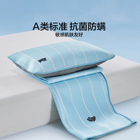 LOVO罗莱生活 A类 冰丝席凉席 单人 两件套 蓝色 120*200【可机洗】 A类抗菌防螨水洗凉席-蓝（绑带）