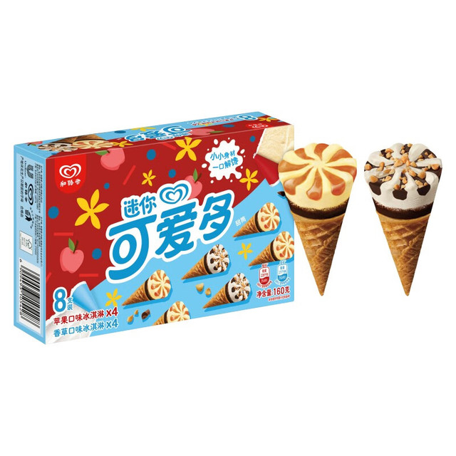 可爱多 迷你可爱多甜筒苹果&香草口味冰淇淋10*160g