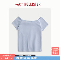 HOLLISTER25春新款美式辣妹修身一字肩露肩短袖T恤女装KI339-5064   (165/92A)