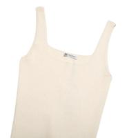 ZARA【弹力修身显瘦】唯美温柔风拼色荷叶边吊带针织连衣裙