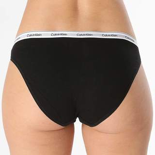 Calvin KleinCK内衣女士棉质透气性感比基尼三角内裤 三条装 MPI黑白灰 XL