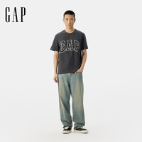 Gap男女装2025春季纯棉印花logo短袖T恤宽松休闲上衣725617 深灰色 XS (165/84A)亚洲尺码
