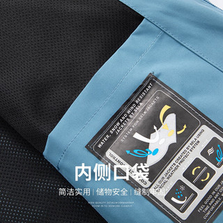 SHANSHAN杉杉夹克男春季商务户外休闲男士简约百搭可拆卸连帽长袖冲锋外套 浅蓝色 4XL /190