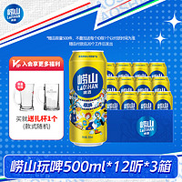 崂山啤酒 青岛崂山啤酒玩啤全麦白啤500ml*12听*3箱 整箱听装