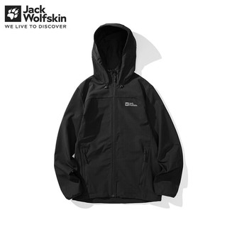 Jack Wolfskin狼爪夹克男春季款户外运动休闲防风防泼水舒适透汽保暖软壳外套 664-6000/黑色 3XL 185/112A