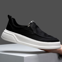 U7 品牌男鞋 降落伞布 轻便男士软底潮流一脚蹬时尚百搭休闲布鞋 2025160黑色 41 标准皮鞋码