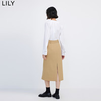 丽丽 LILY春女装别致压褶时尚都市通勤气质优雅垂坠感长袖衬衫 603本白 M