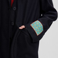 【播奥莱】播春季羊毛气质宽松开叉通勤休闲毛呢大衣 K40黑色 S
