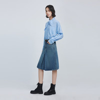 丽丽 LILYIY2024春新款女装别致设计感蝴蝶结领都市时尚通勤百搭垂感衬衫